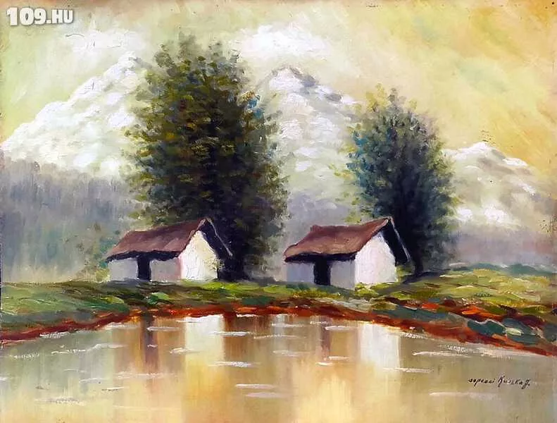 Szepesi Kuszka Jenő (1885-1948): Házak folyóparton